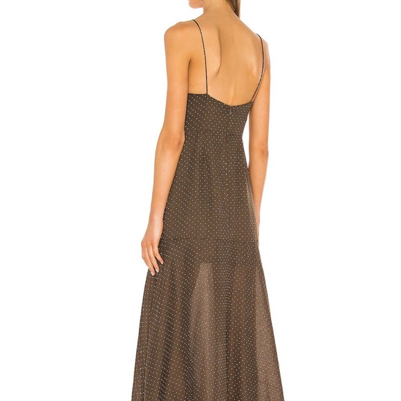 Alexis polka dot NIZARRA DRESS in Mocha Dot Linen from Revolve Clothing Sz Large - Picture 5 of 10